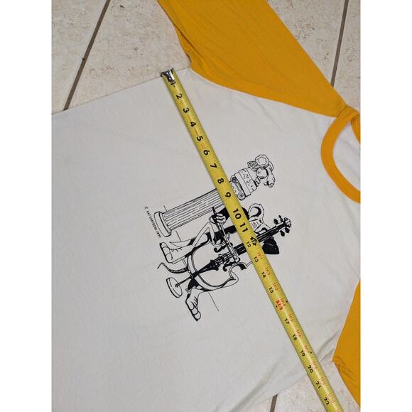 Vtg 1977 Rat Cartoon Cellist Albright Raglan Baseball Tee Shirt Size XL Rare 70s - Picture 10 of 14
